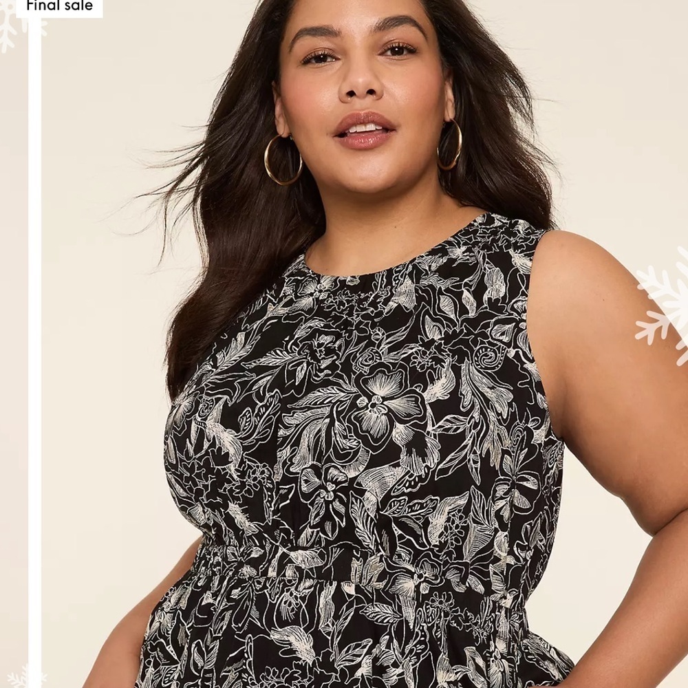 NWT Lane Bryant Black Shirred Scoop-Neck Tiered Maxi Dress Size 28 plus size